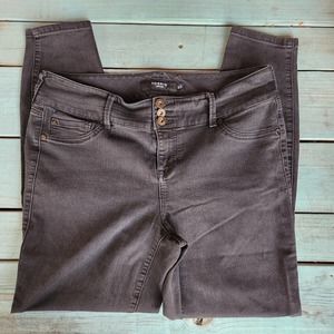 Torrid Jeans Women 16 Tall Black Triple Button Slim Fit Skinny Stretch Plus Size